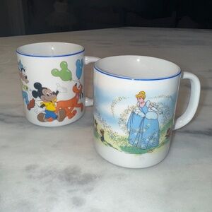 Vtg Mickey Mouse & Cinderella Mugs Made in Japan Disneyland Walt Disney World